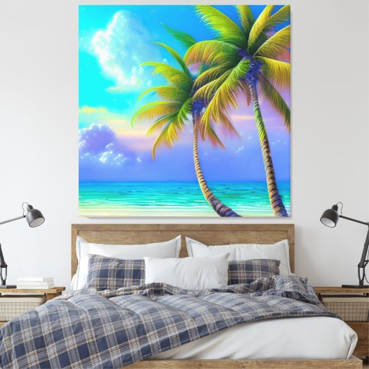 Palmen als Night Falls Tropical Leinwanddruck (Insitu (Schlafzimmer))