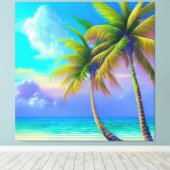 Palmen als Night Falls Tropical Leinwanddruck (Insitu (Holzboden))