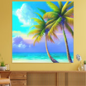 Palmen als Night Falls Tropical Leinwanddruck (Insitu (Wohnzimmer))