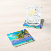 Palmen als Night Falls Tropical Rechteckiger Pappuntersetzer (Vor Ort)