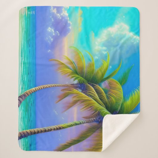 Palmen als Night Falls Tropical Sherpadecke (Vorderseite)