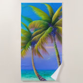 Palmen als Night Falls Tropical Strandtuch (Vorderseite)