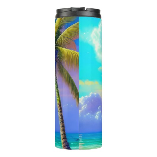 Palmen als Night Falls Tropical Thermosbecher (Rückseite)