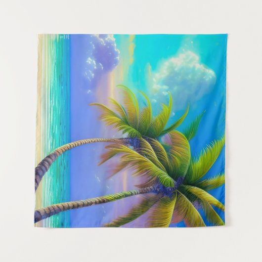 Palmen als Night Falls Tropical Wandteppich (Vorderseite (Horizontal))