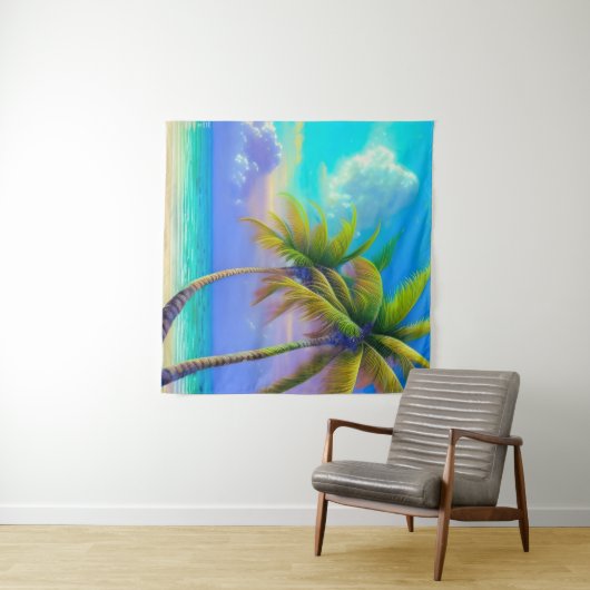 Palmen als Night Falls Tropical Wandteppich (Beispiel (Horizontal))