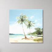 Palmen am Meer in Aquarellfarben Leinwand drucksvo (Vorderseite)