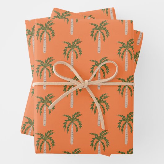 Palmen am Meer Orange Niedlich CUSTOM Geschenkpapier Set (Beispiel)