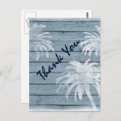 Palmen am rustikalen Holzstrand. Vielen Dank Postkarte (Vorne/Hinten)