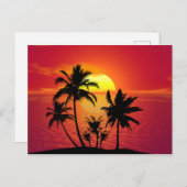 Palmen am Sonnenuntergang Ankündigungspostkarte (Vorne/Hinten)