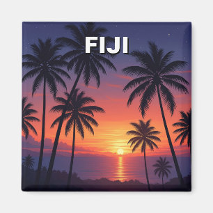 Palmen am Sonnenuntergang in Fidschi Magnet