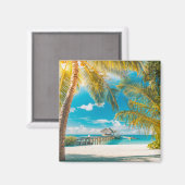 Palmen am Sonnenuntergang Magnet (Vorderseite/Rückseite)