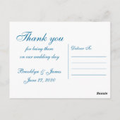 Palmen am Strand Hochzeit Danke Postkarten (Rückseite)