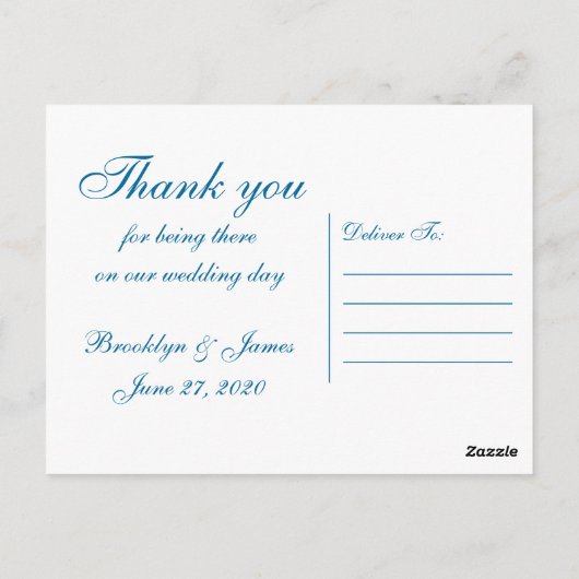 Palmen am Strand Hochzeit Danke Postkarten (Rückseite)