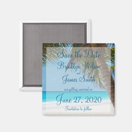 Palmen am Strand Hochzeit speichern das Date Magne Magnet (Vorderseite/Rückseite)