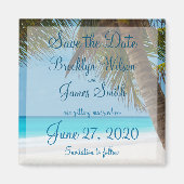 Palmen am Strand Hochzeit speichern das Date Magne Magnet (Vorne)