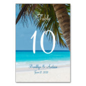 Palmen am Strand Hochzeitskarten Tischnummer (Rückseite)