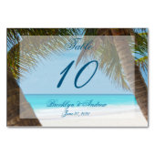 Palmen am Strand Hochzeitskarten Tischnummer (Vorderseite)