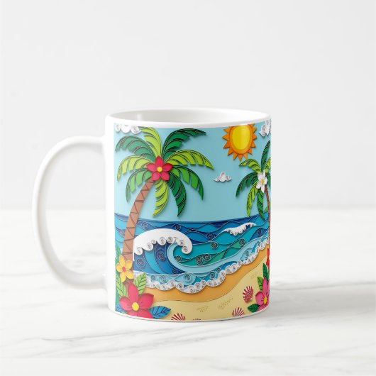 Palmen am Strand Kaffeetasse (Links)
