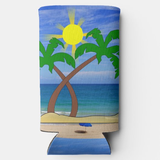 Palmen am Strand können kühlen Selters Dosenkühler (Rückseite)