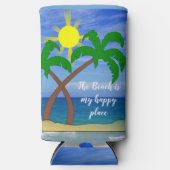 Palmen am Strand können kühlen Selters Dosenkühler (Vorderseite)