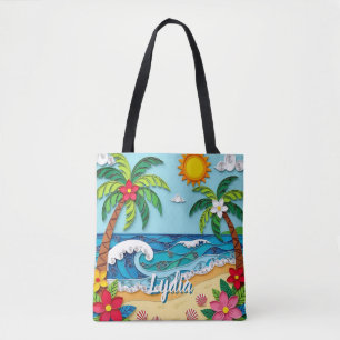 Palmen am Strand Personalisiert Tasche