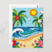 Palmen am Strand | Sprichwort Hi Postkarte (Vorne/Hinten)