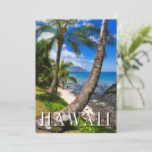 Palmen am Strand von Hideaways Dankeskarte (Stehend Vorderseite)