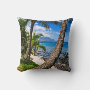 Palmen am Strand von Hideaways Kissen