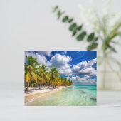 Palmen am Strand von Isla Saona Geschenk Postkarte (Stehend Vorderseite)