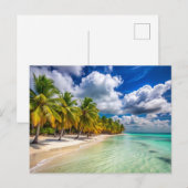 Palmen am Strand von Isla Saona Geschenk Postkarte (Vorne/Hinten)