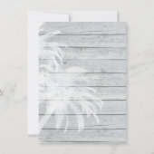 Palmen am Strand von Wood Beach Hochzeit Save the Einladung (Rückseite)