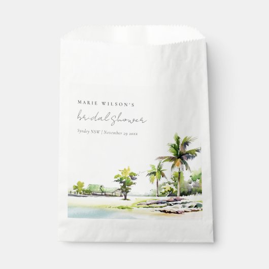 Palmen am Strand Wasserfarbenes Brautparty Geschenktütchen (Vorderseite)