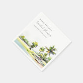 Palmen am Strand Wasserfarbenes Brautparty Serviette (Ecke)