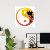Palmen am Yin Yang-Symbol Sunset Poster (Heimbüro)