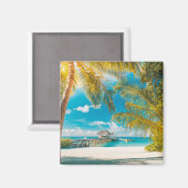 Palmen an einem schönen Sonnenuntergang Magnet (Vorderseite/Rückseite)