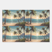 Palmen an einem Strand mit Blick aufs Meer Geschenkpapier Set (Vorderseite)