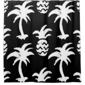 Palmen, Ananas, monochrome Muster. Duschvorhang (Vorderseite)