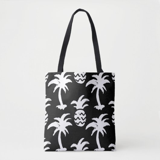 Palmen, Ananas, monochrome Muster. Tasche (Vorderseite)