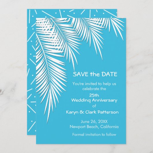 Palmen auf blau SPEICHERN DIE DATENKARTEN (Vorne/Hinten)