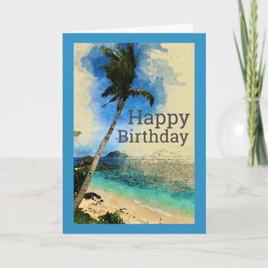 Palmen auf der Beach Birthday Card Dankeskarte (Vorderseite)