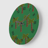Palmen auf dunkelgrün große wanduhr (Winkel)