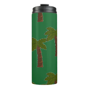 Palmen auf dunkelgrün thermosbecher