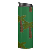 Palmen auf dunkelgrün thermosbecher (Nach rechts gedreht)