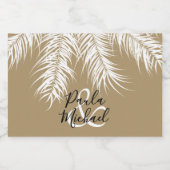 Palmen auf dunklen Gold Mini Schaumweinetikett (Einzelnes Label)