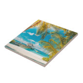 Palmen auf einem schönen Sonnenuntergang Fliese (Seite)