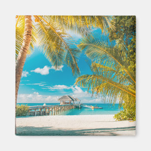 Palmen auf einem schönen Sonnenuntergang Magnet