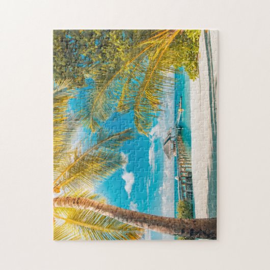 Palmen auf einem schönen Sonnenuntergang Puzzle (Vertikal)