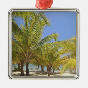 Palmen auf einem weißen Sand-Strand Hondurass Ornament Aus Metall