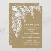 Palmen auf Gold SPEICHERN DATE Cards (Vorne/Hinten)