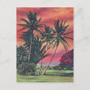 Palmen auf Hawaii, Vintage-Reiseplakat Postkarte